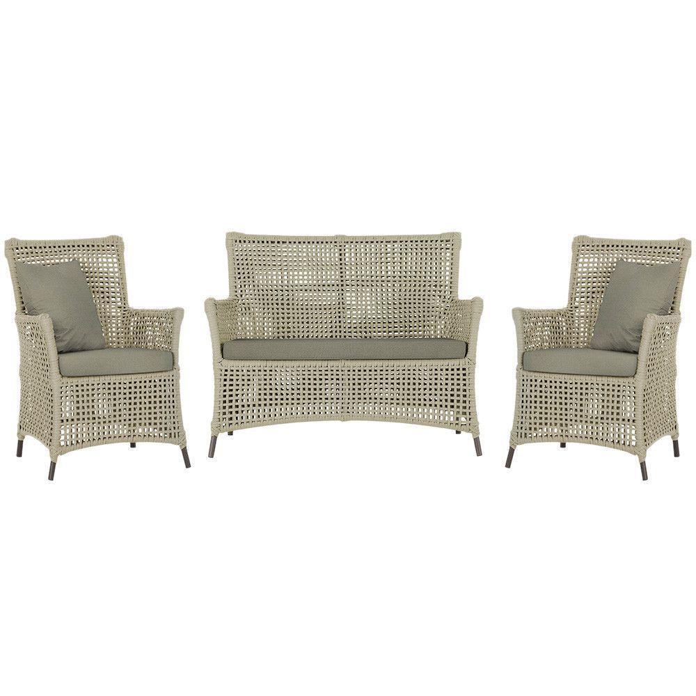 Jogo Sofá E 2 Poltronas Igapó Alumínio Marrom E8 Trama Rami - 1