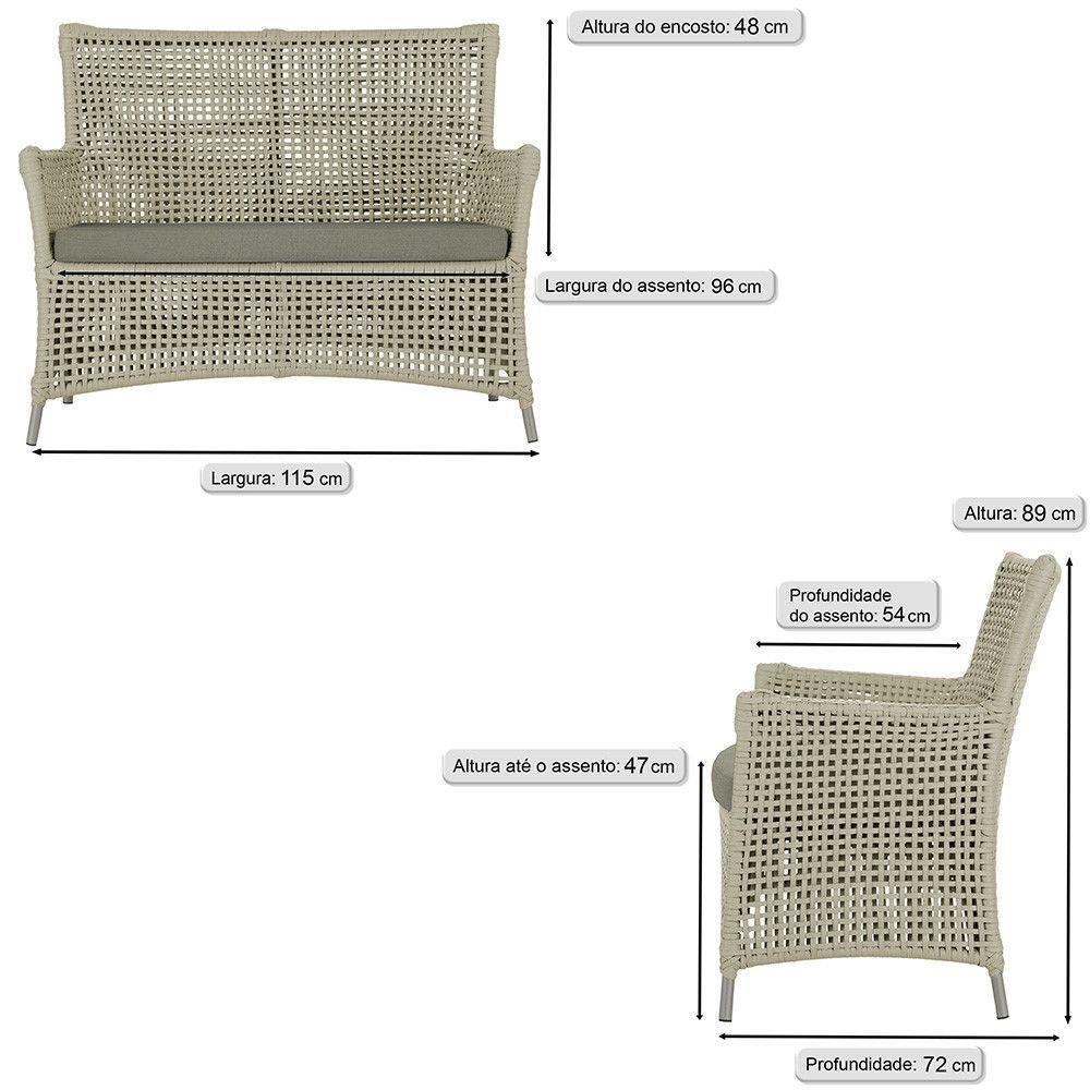 Jogo Sofá E 2 Poltronas Igapó Alumínio Fendi E8 Trama Rami - 6
