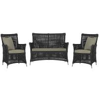 Jogo Sofá E 2 Poltronas Igapó Alumínio Fendi E8 Trama Preto - 1