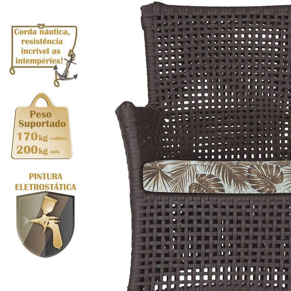 Jogo Sofá E 2 Poltronas Igapó Alumínio Fendi E6 Trama Marrom - 3