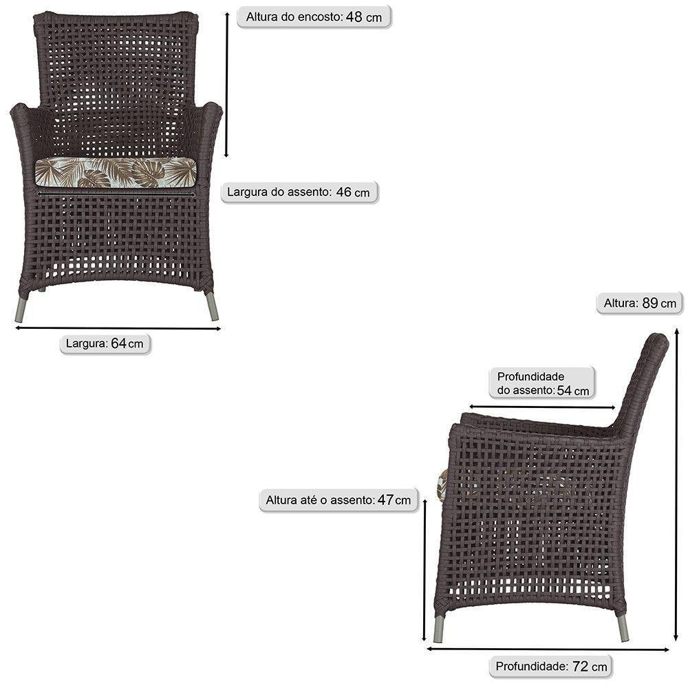 Jogo Sofá E 2 Poltronas Igapó Alumínio Fendi E6 Trama Marrom - 5