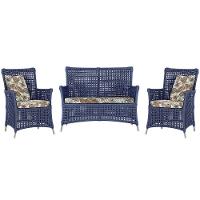 Jogo Sofá E 2 Poltronas Igapó Alumínio Fendi E6 Trama Azul - 1