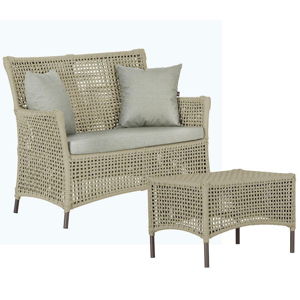 1 Sofá E Mesa Igapó Alumínio Marrom Corda Náutica E3 Trama Rami - 1