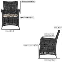 Jogo Sofá E 2 Poltronas Igapó Alumínio Marrom E6 Trama Preto - 5