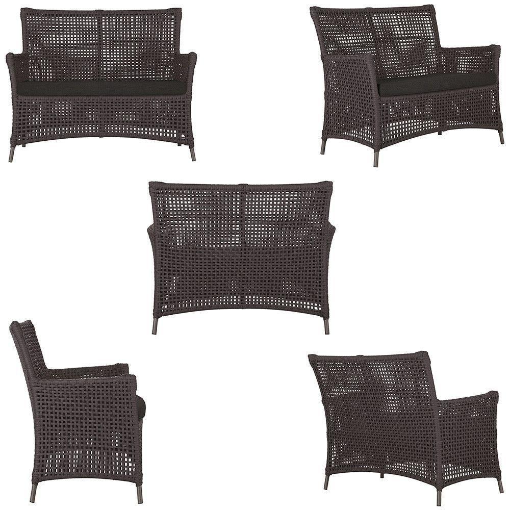 1 Sofá E Mesa Igapó Alumínio Marrom Corda Náutica E9 Trama Marrom - 2