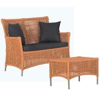 1 Sofá E Mesa Centro Igapó Alumínio Corda Náutica E11 Trama Terra Cota - 1