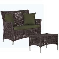 1 Sofá E Mesa Centro Igapó Alumínio Corda Náutica E13 Trama Marrom - 1