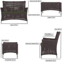 1 Sofá E Mesa Centro Igapó Alumínio Corda Náutica E13 Trama Marrom - 5