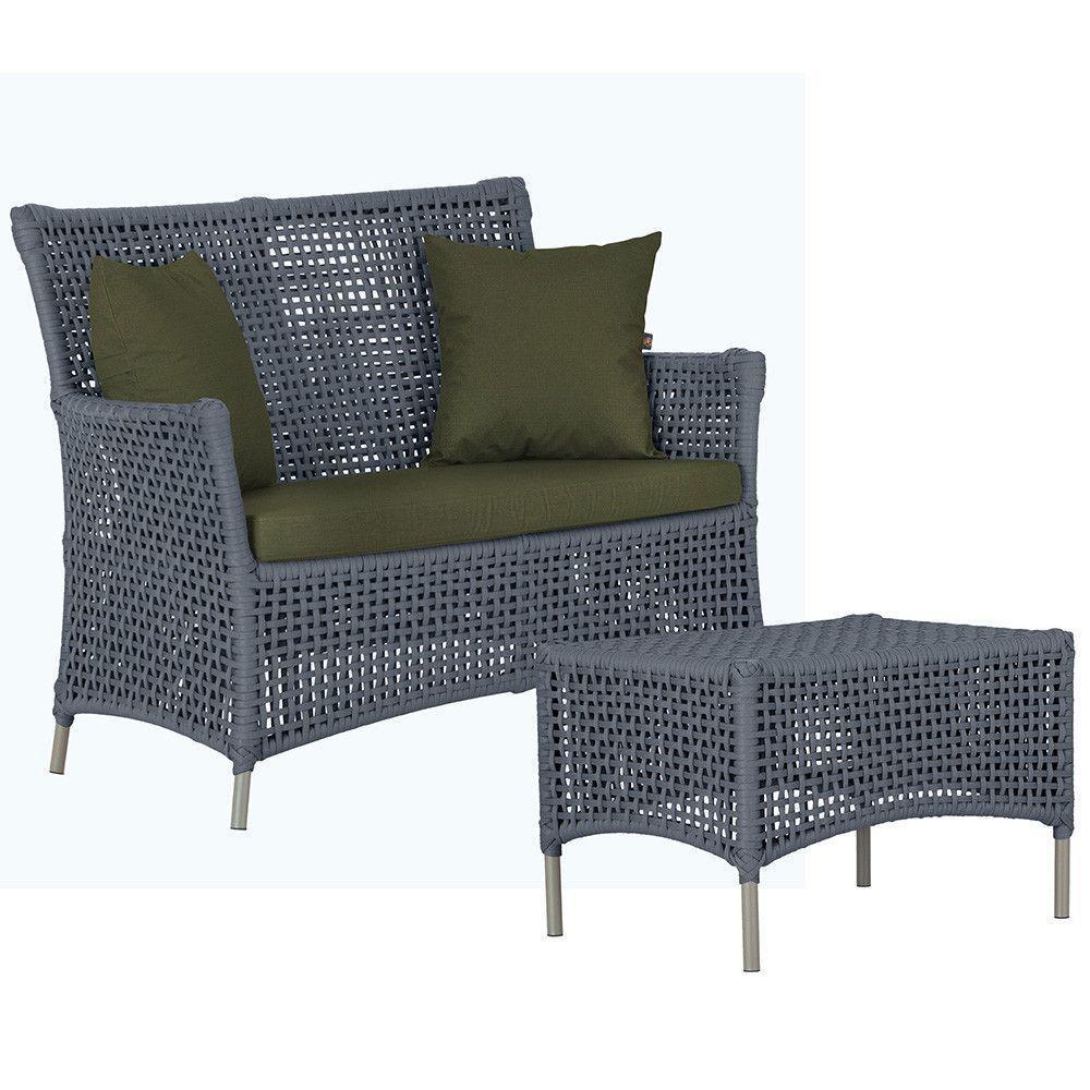 1 Sofá E Mesa Centro Igapó Alumínio Corda Náutica E13 Trama Prata - 1