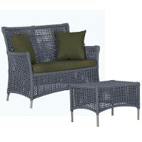 1 Sofá E Mesa Centro Igapó Alumínio Corda Náutica E13 Trama Prata - 1