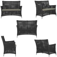 1 Sofá E Mesa Centro Igapó Alumínio Corda Náutica E8 Trama Preto - 2