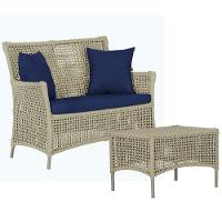 1 Sofá E Mesa Centro Igapó Alumínio Corda Náutica E10 Trama Rami - 1