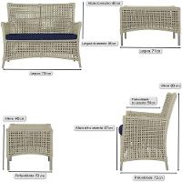 1 Sofá E Mesa Centro Igapó Alumínio Corda Náutica E10 Trama Rami - 5