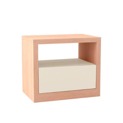 Mesa de Cabeceira em Mdf 67 cm Com 1 Gaveta Natural Off White Dalla Costa