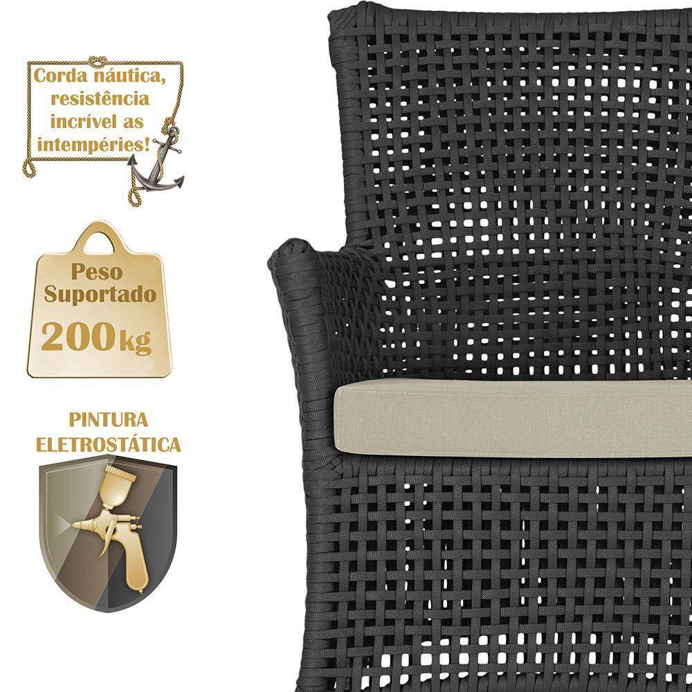 2 Sofás E Mesa Igapó Alumínio Fendi Corda Náutica E7 Trama Preto - 3