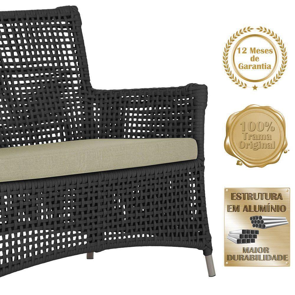 2 Sofás E Mesa Igapó Alumínio Fendi Corda Náutica E7 Trama Preto - 4