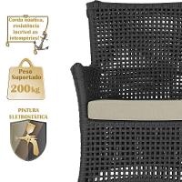 2 Sofás E Mesa Igapó Alumínio Fendi Corda Náutica E7 Trama Preto - 3