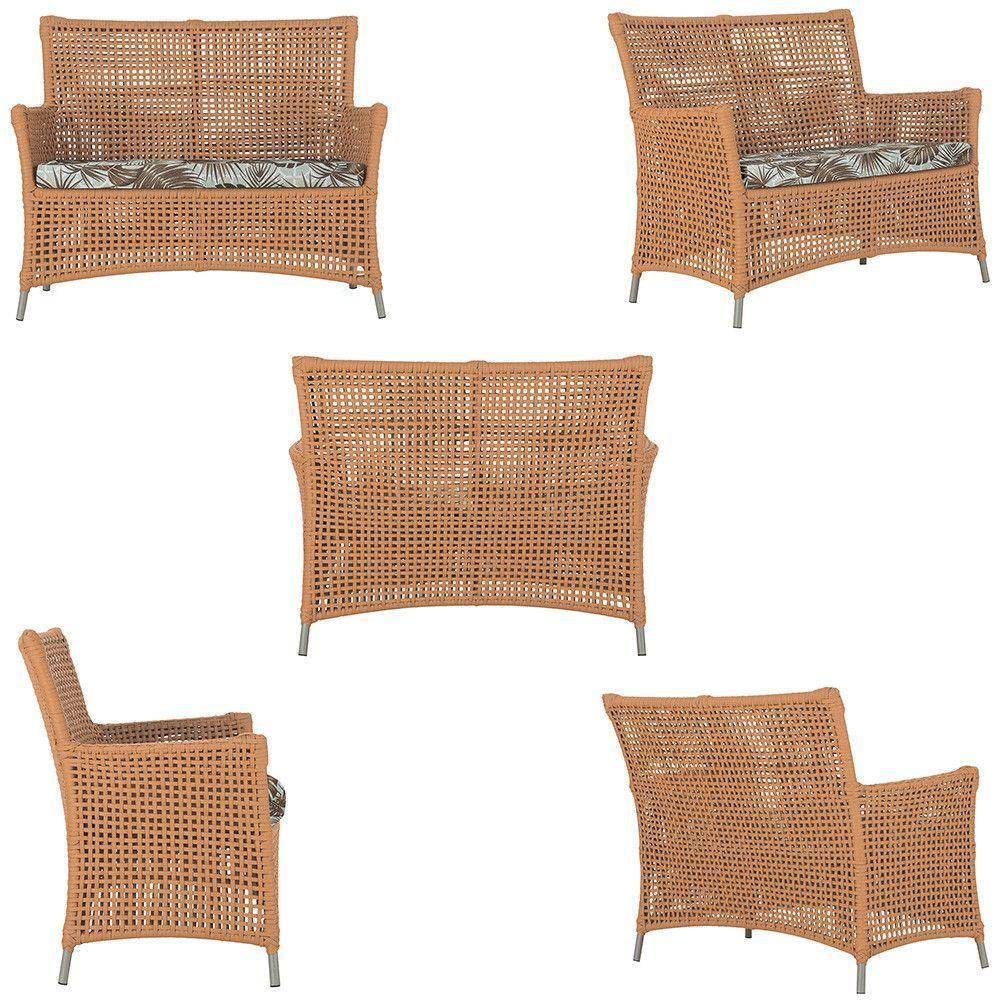 2 Sofás E Mesa Igapó Alumínio Fendi Corda Náutica E6 Trama Terra Cota - 2