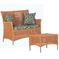 1 Sofá E Mesa Centro Igapó Em Alumínio Corda Náutica Trama Terra Cota - 1