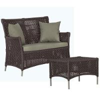 1 Sofá E Mesa Centro Igapó Alumínio Corda Náutica E8 Trama Marrom - 1