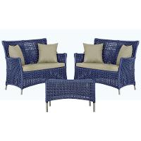 2 Sofás E Mesa Igapó Alumínio Fendi Corda Náutica E7 Trama Azul - 1