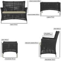 1 Sofá E Mesa Centro Igapó Alumínio Corda Náutica E7 Trama Preto - 5