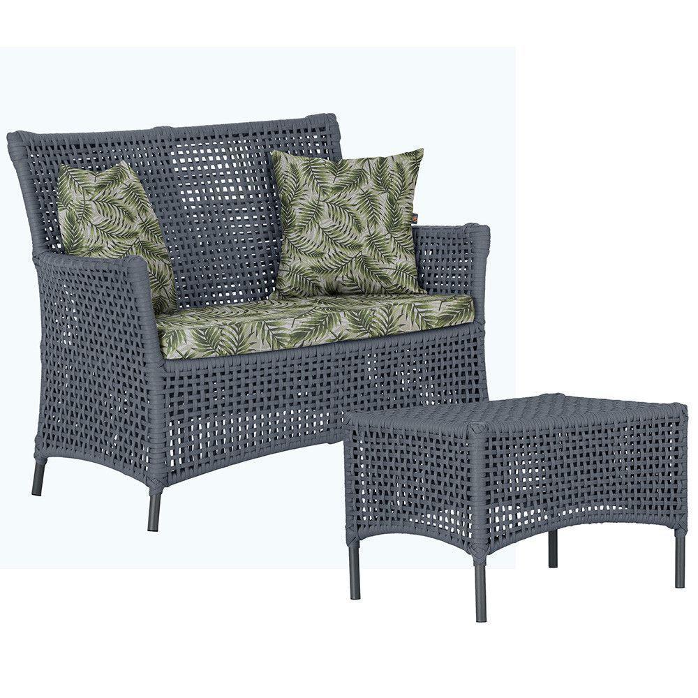 1 Sofá E Mesa Igapó Alumínio Preta Corda Náutica E5 Trama Prata - 1