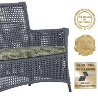 1 Sofá E Mesa Igapó Alumínio Preta Corda Náutica E5 Trama Prata