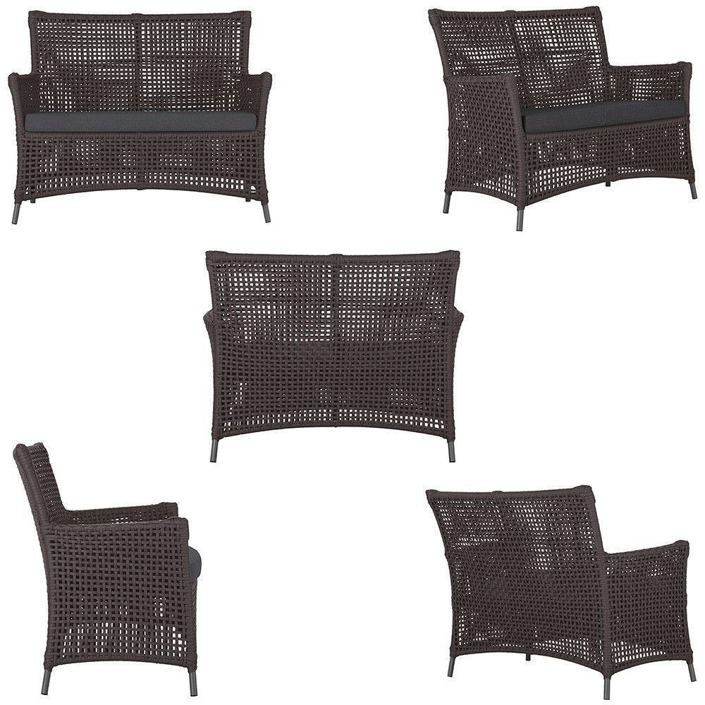 1 Sofá E Mesa Igapó Alumínio Preta Corda Náutica E11 Trama Marrom - 2