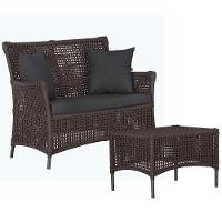 1 Sofá E Mesa Igapó Alumínio Preta Corda Náutica E11 Trama Marrom - 1