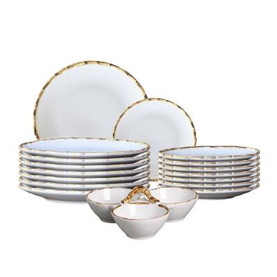 Jogo 8 Pratos Rasos 8 Sobremesa E Petisqueira Cerâmica Bambu 1ª Linha