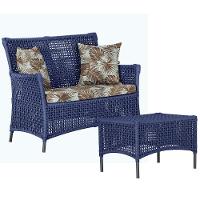 1 Sofá E Mesa Igapó Alumínio Preta Corda Náutica E6 Trama Azul - 1