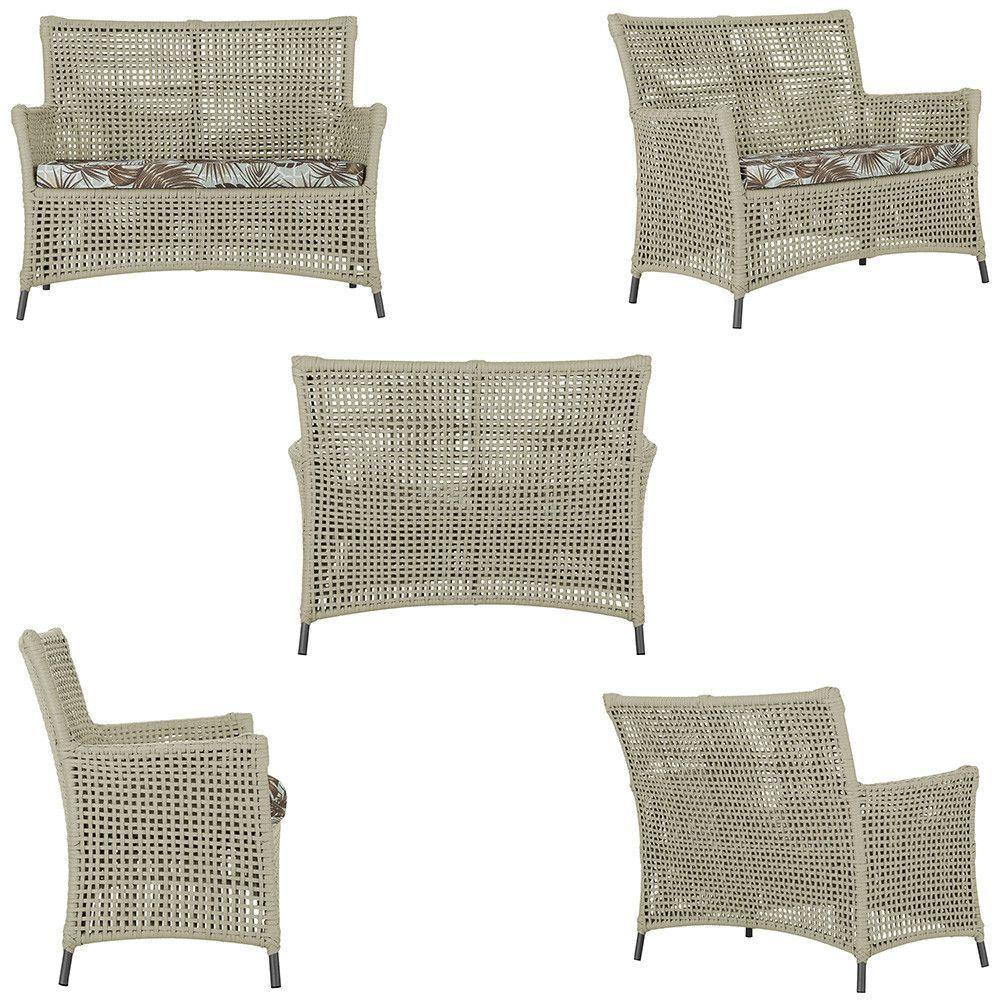 1 Sofá E Mesa Igapó Alumínio Preta Corda Náutica E6 Trama Rami - 2