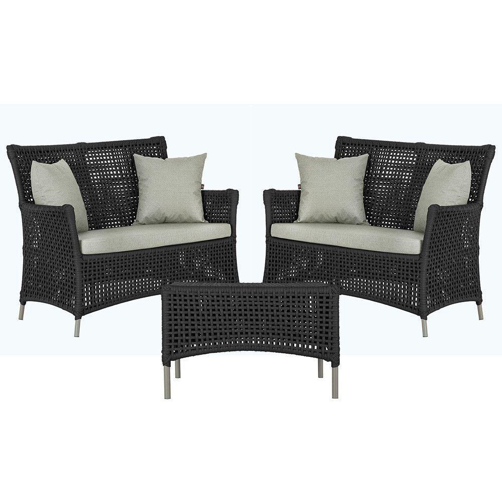 2 Sofás E Mesa Igapó Alumínio Fendi Corda Náutica E3 Trama Preto - 1