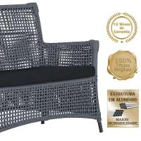 1 Sofá E Mesa Igapó Alumínio Preta Corda Náutica E12 Trama Prata