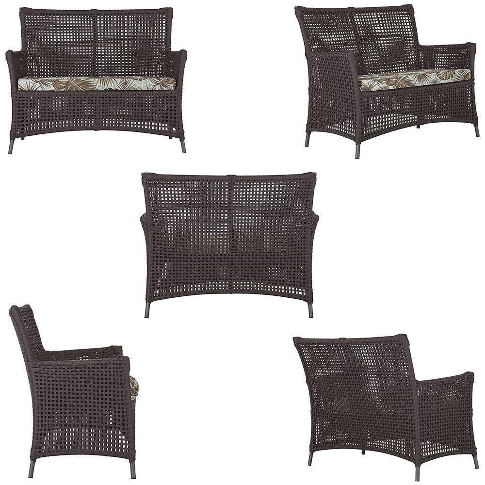 2 Sofás E Mesa Igapó Alumínio Preta Corda Náutica E6 Trama Marrom - 2