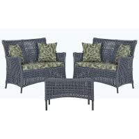 2 Sofás E Mesa Igapó Alumínio Preta Corda Náutica E5 Trama Prata - 1