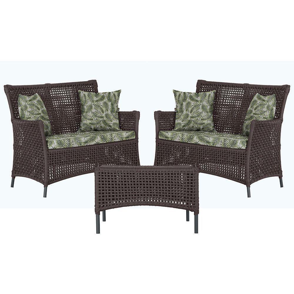 2 Sofás E Mesa Igapó Alumínio Preta Corda Náutica E5 Trama Marrom - 1