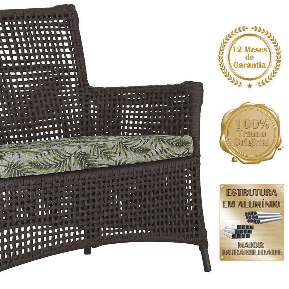 2 Sofás E Mesa Igapó Alumínio Preta Corda Náutica E5 Trama Marrom - 4