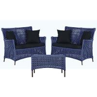 2 Sofás E Mesa Igapó Alumínio Marrom Corda Náutica E12 Trama Azul - 1