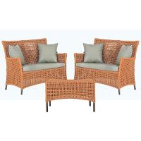 2 Sofás E Mesa Igapó Alumínio Marrom Corda Náutica E3 Trama Terra Cota - 1