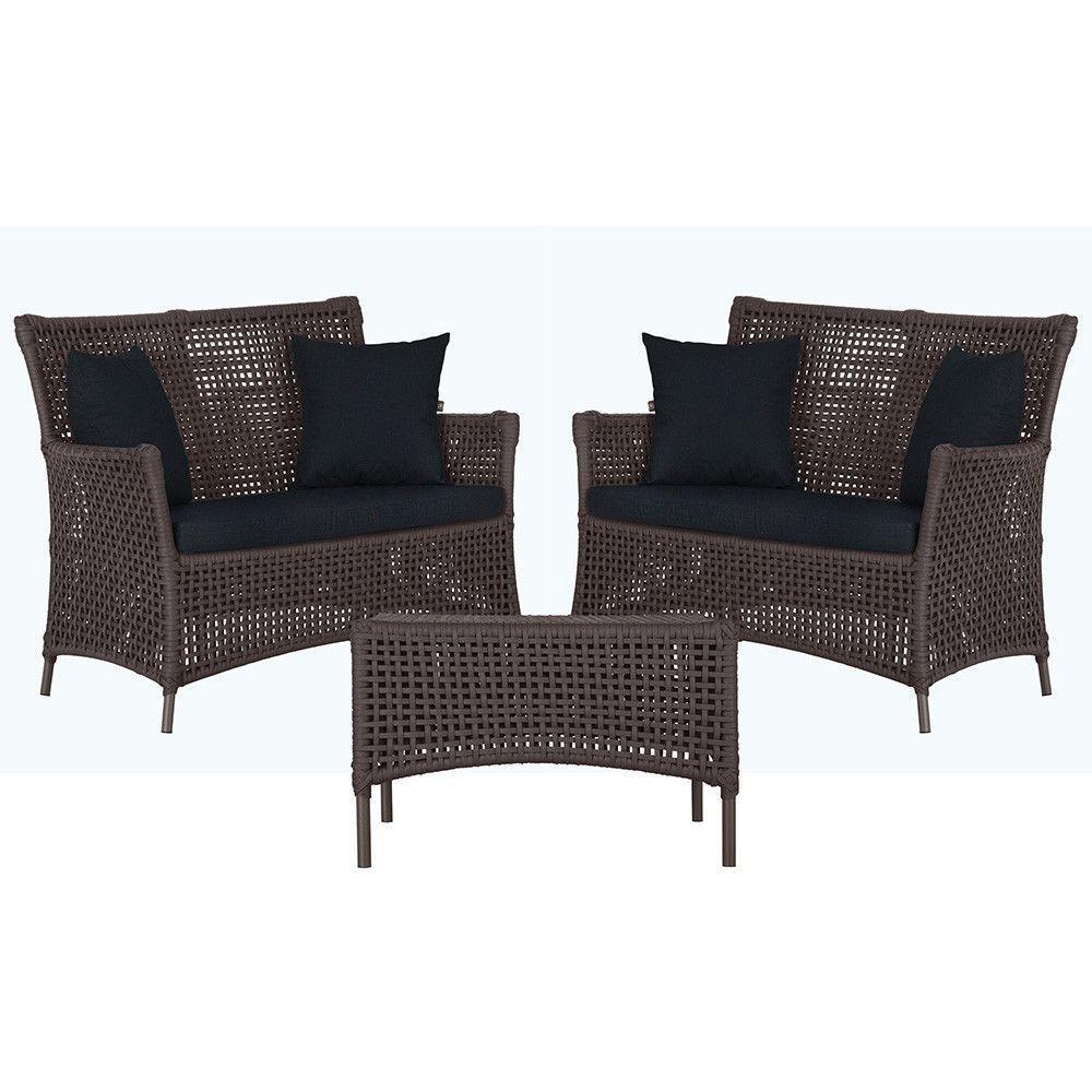 2 Sofás E Mesa Igapó Alumínio Marrom Corda Náutica E12 Trama Marrom - 1