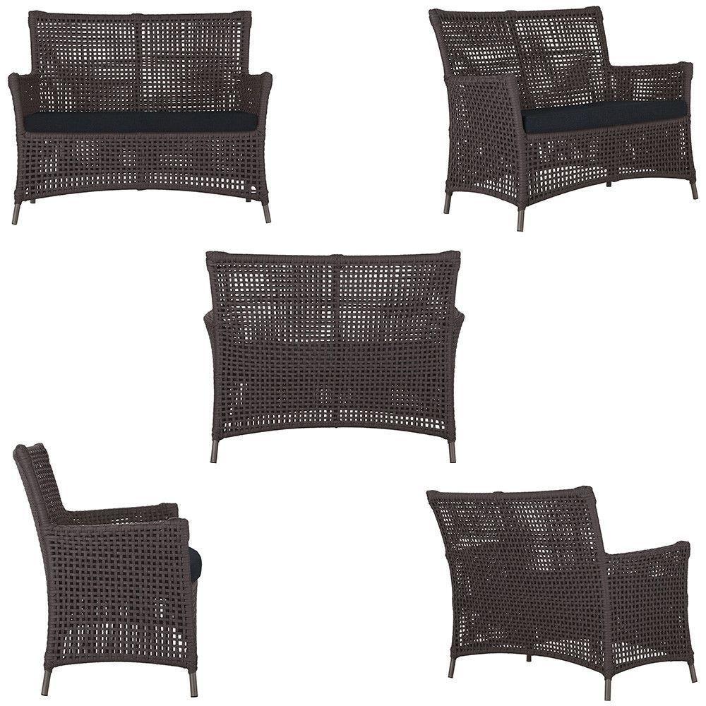 2 Sofás E Mesa Igapó Alumínio Marrom Corda Náutica E12 Trama Marrom - 2