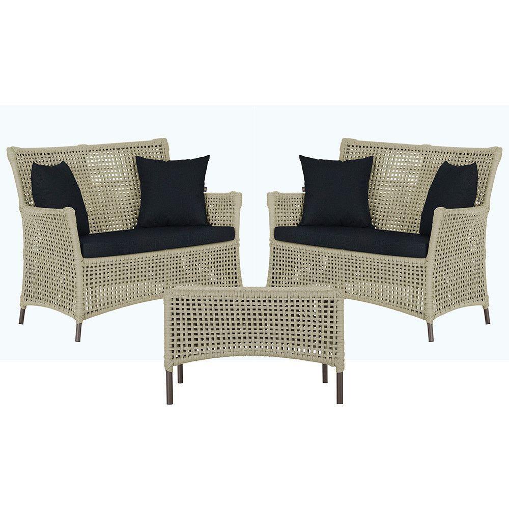 2 Sofás E Mesa Igapó Alumínio Marrom Corda Náutica E12 Trama Rami - 1