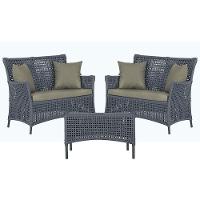 2 Sofás E Mesa Igapó Alumínio Preta Corda Náutica E8 Trama Prata - 1