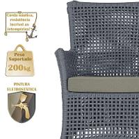 2 Sofás E Mesa Igapó Alumínio Preta Corda Náutica E8 Trama Prata - 3