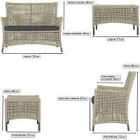 2 Sofás E Mesa Igapó Alumínio Preta Corda Náutica E11 Trama Rami - 5