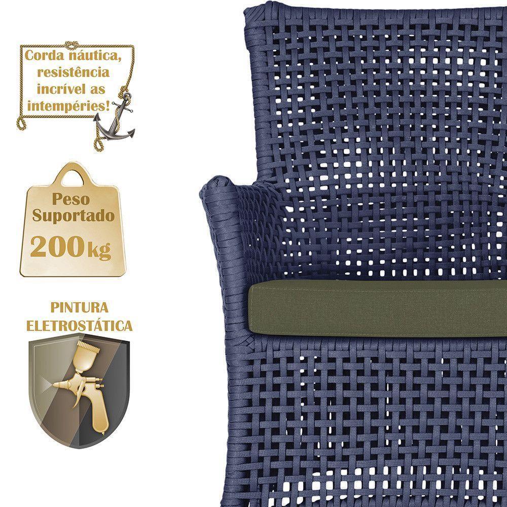 2 Sofás E Mesa Igapó Alumínio Preta Corda Náutica E13 Trama Azul - 3