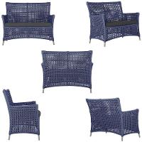 2 Sofás E Mesa Igapó Alumínio Fendi Corda Náutica E11 Trama Azul - 2