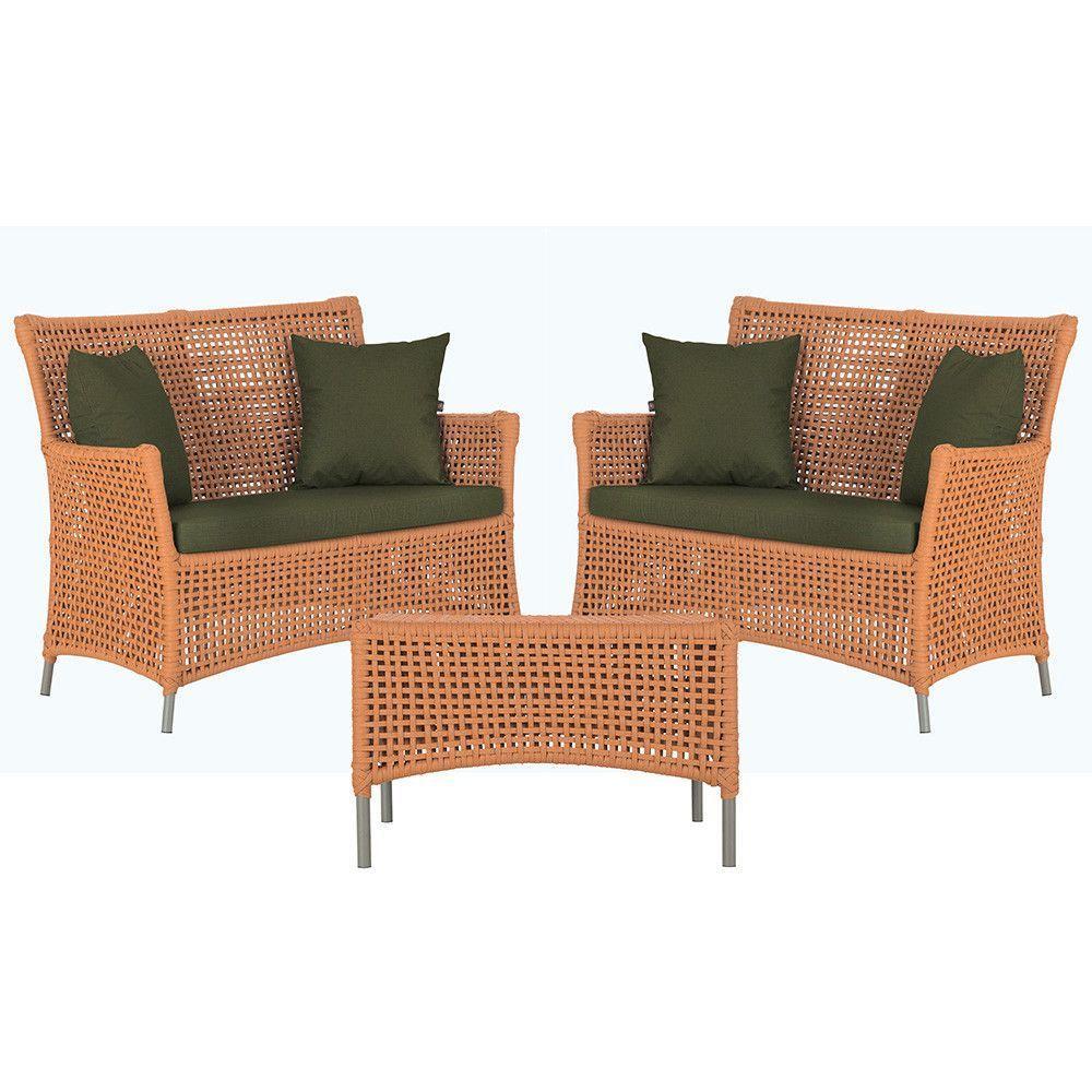 2 Sofás E Mesa Igapó Alumínio Fendi Corda Náutica E13 Trama Terra Cota - 1